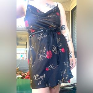 Sexy vintage mini slip dress with cowl neck.